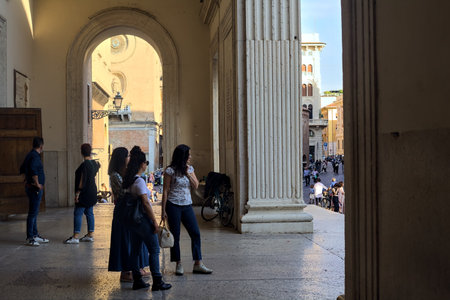 Entrance of San Andrea church at sunset