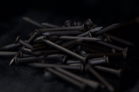 Needles on a black background seen up closeの写真素材