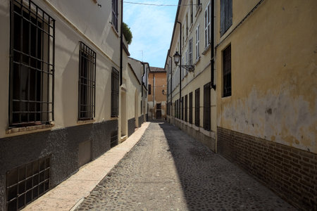 Street half in the shade on a sunny dayの写真素材