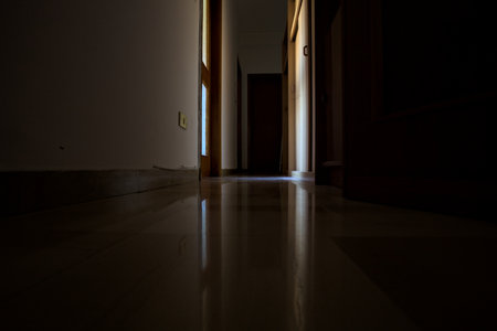 Corridor of a house with furniture occupying itの写真素材
