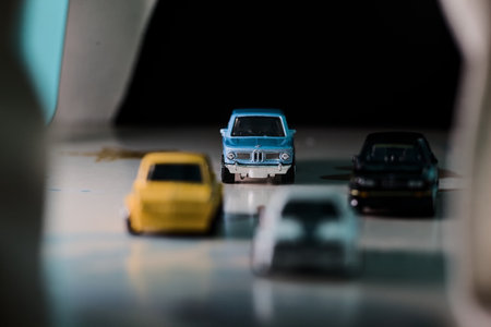 Mantua, Italy - 14TH DECEMBER 2025 - Replicas of various BMW pretending to have a race under an icy...