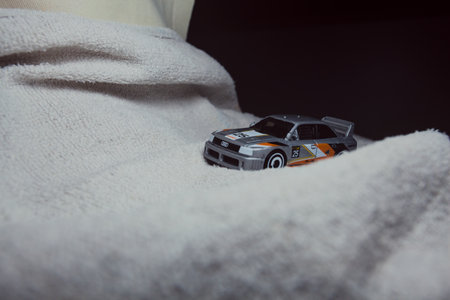 Mantua, Italy - 10TH JANUARY 2025 - Hot Wheels replica of an Audi 90 Quattro pretending to run a...