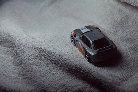 Mantua, Italy - 10TH JANUARY 2025 - Hot Wheels replica of an Audi 90 Quattro pretending to run a...