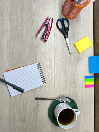 office desk with a set of different objects high-quality photoの写真素材