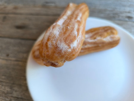 pie on a white plate on a wooden table. High quality photo