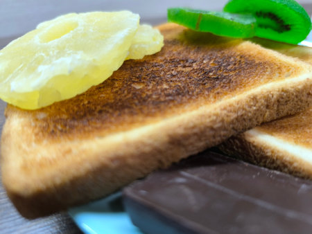 toasters on a plate for breakfast. high-quality photoの写真素材