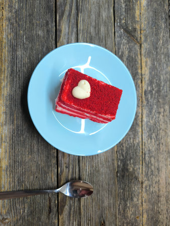 Delicate juicy blueberry cake lies on a plateの写真素材