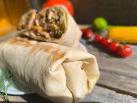 shawarma on a plate on a white plate. photos in high qualityの写真素材