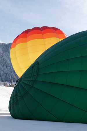 Chateau d'Oex, Switzerland, 02.02.2018, International hot air balloon festivalの写真素材