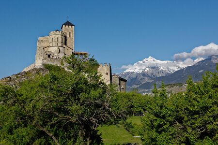 Sion, Valais, Switzerland, 05.01.2019, Castle and Basilica of Val?reのeditorial素材