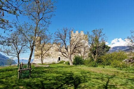 Sion, Valais, Switzerland, 05.01.2019, Castle and esplanade of Tourbillonのeditorial素材