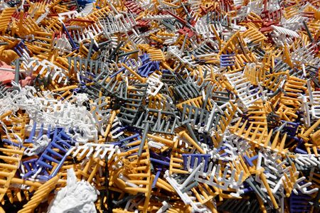 Vaud, Switzerland, 28.06.2019, Stock of plastics for recyclingのeditorial素材