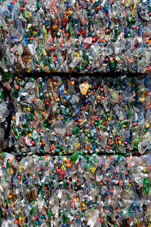 Vaud, Switzerland, 28.06.2019, Stock of pet bottles for recyclingのeditorial素材