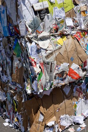 Vaud, Switzerland, 28.06.2019, Stock of paper and paperboard for recyclingのeditorial素材