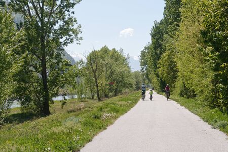 2019.05.01, Valais, Switzerland, Walk along the Rhone by bikeのeditorial素材