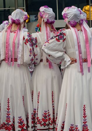 Martigny, Switzerland, 08.31.2018, Dancing group, Belarusian folk dance performing at the gala show during the International Folk Festival of Octodides (FIFO)のeditorial素材