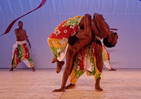 Martigny, Switzerland, 08.31.2018, Dancing group, Martinique folk dance performing at the gala show during the International Folk Festival of Octodides (FIFO)のeditorial素材