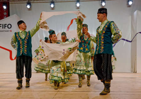 Martigny, Switzerland, 08.31.2018, Dancing group, Tatarstan folk dance performing at the gala show...