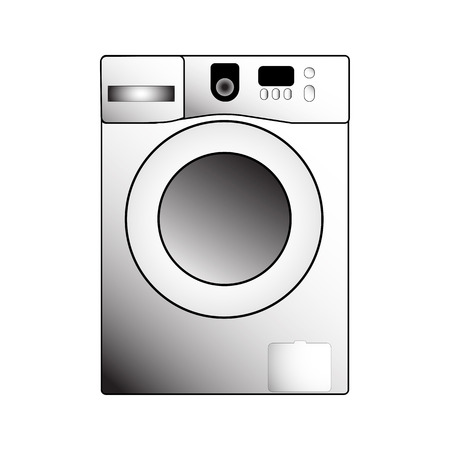 Vector grey color washing machine illustration on a white backgroundのイラスト素材