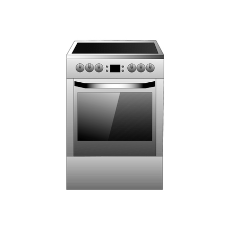 Vector grey color kitchen range illustration on a white backgroundのイラスト素材