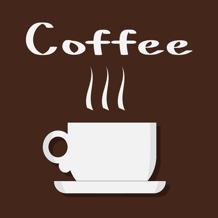 Vector illustration of a white coffee mug on a plate with smokeのイラスト素材
