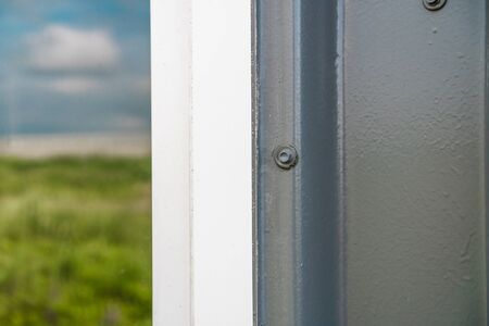 The photo of the established new white window sill indoorsの写真素材