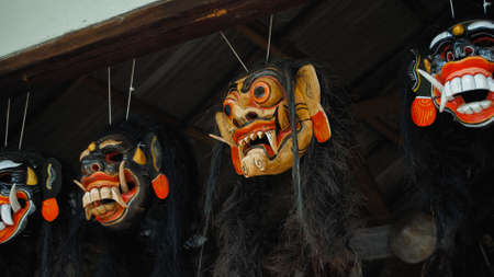 Rangda mask is one of the negative energy symbols of the Hindu religion in Baliの写真素材