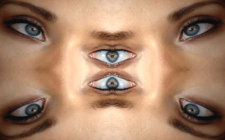 Obstract background from a recurring Kaleidoscope species with female eyes of gray color and soft skinの写真素材