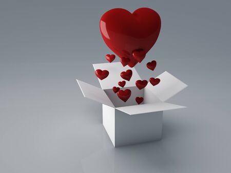 white box of heart for Valentine s day, 3d Illustration の写真素材