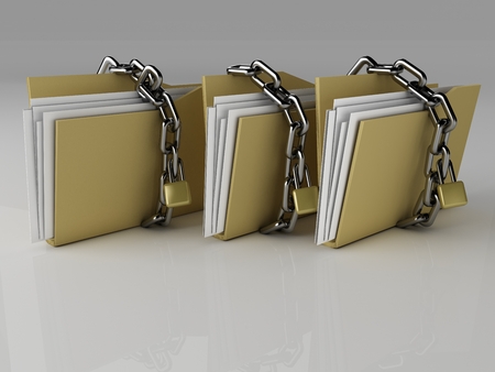 Confidential files  Padlock on folder, 3d Illustration の写真素材