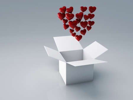 white box of heart for Valentine s day, 3d Illustration の写真素材