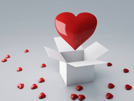 Red heart for Valentines Day 3d render の写真素材
