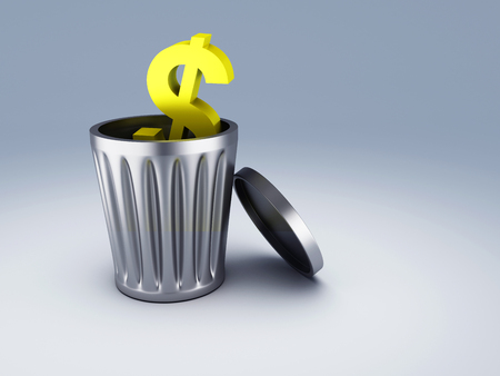 trash dollar symbolの写真素材
