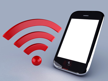 wifi network and mobile phoneの写真素材