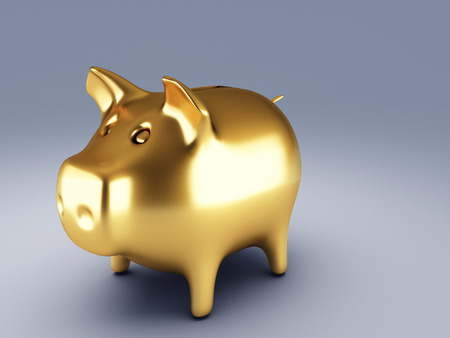 gold piggy bank  3d illustration  protection conceptの写真素材
