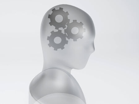 Man head with gears Human head thinkingの写真素材