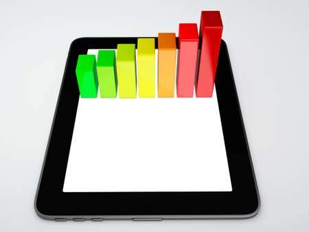 business graph on the screen  isolated white