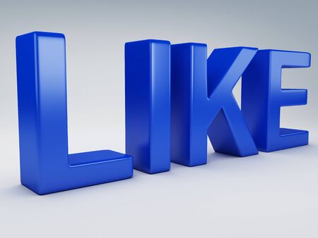 blue Like text  Social media networking concept  3d illustrationの写真素材