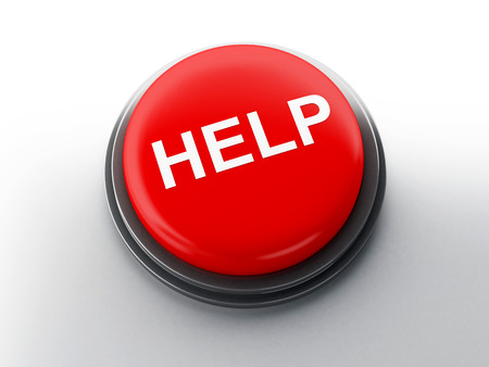 Red help button. 3d illustrationの写真素材