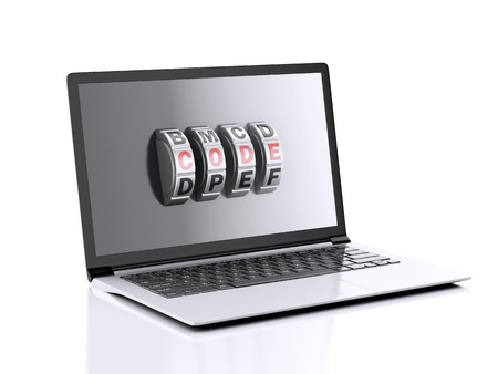 secure Laptop. Data security concept. 3d illustrationの写真素材