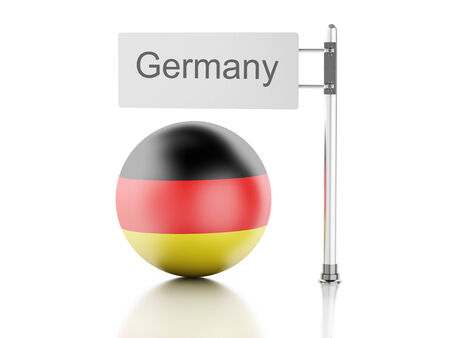 image of Germany flag and signpost. 3d renderer illustration on white backgroundの写真素材