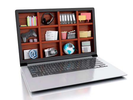 3d illustration. Laptop and multimedia. coceptual image on white backgroundの写真素材