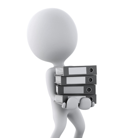 3d white people with office ring binders. isolated white background. 3d renderer illustrationの写真素材