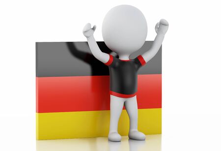 3d illustration. White people with Germany flag. Isolated white backgroundの写真素材