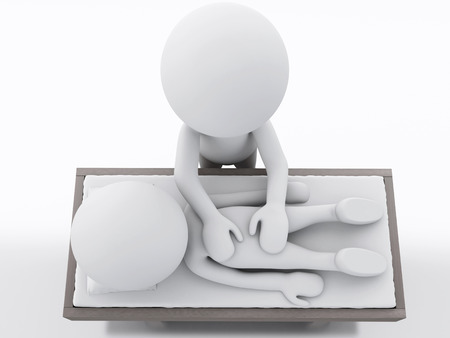 3d image. Relaxed white people enjoing a massage. Isolated white backgroundの写真素材
