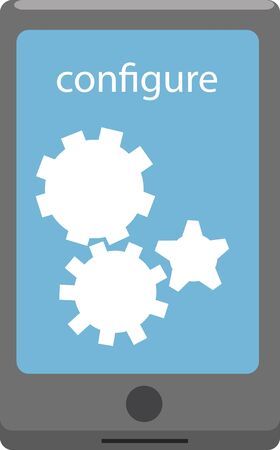 Vector illustration of a smartphone with cog wheels. Configure concept.のイラスト素材
