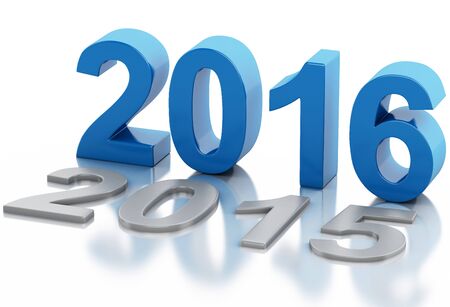 3d renderer image. New Year 2016 isolated on white background.
