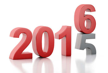 3d renderer image. New Year 2016 isolated on white background.の写真素材