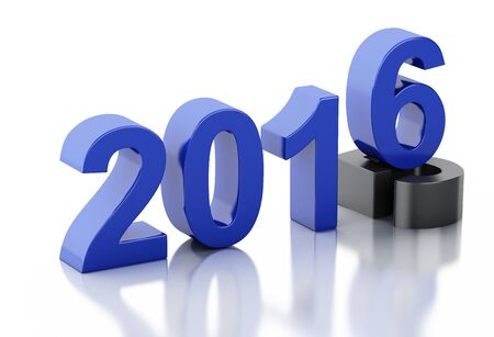 3d renderer image. New Year 2016 isolated on white background.