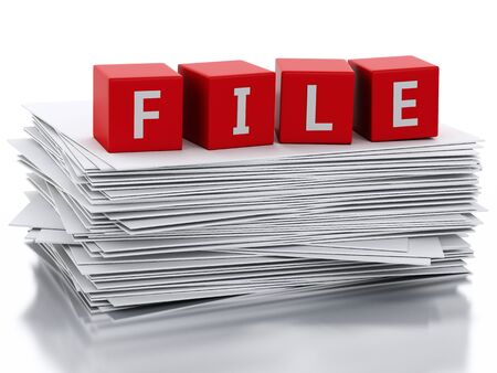 3d image. Paper sheets Isolated white backgroundの写真素材